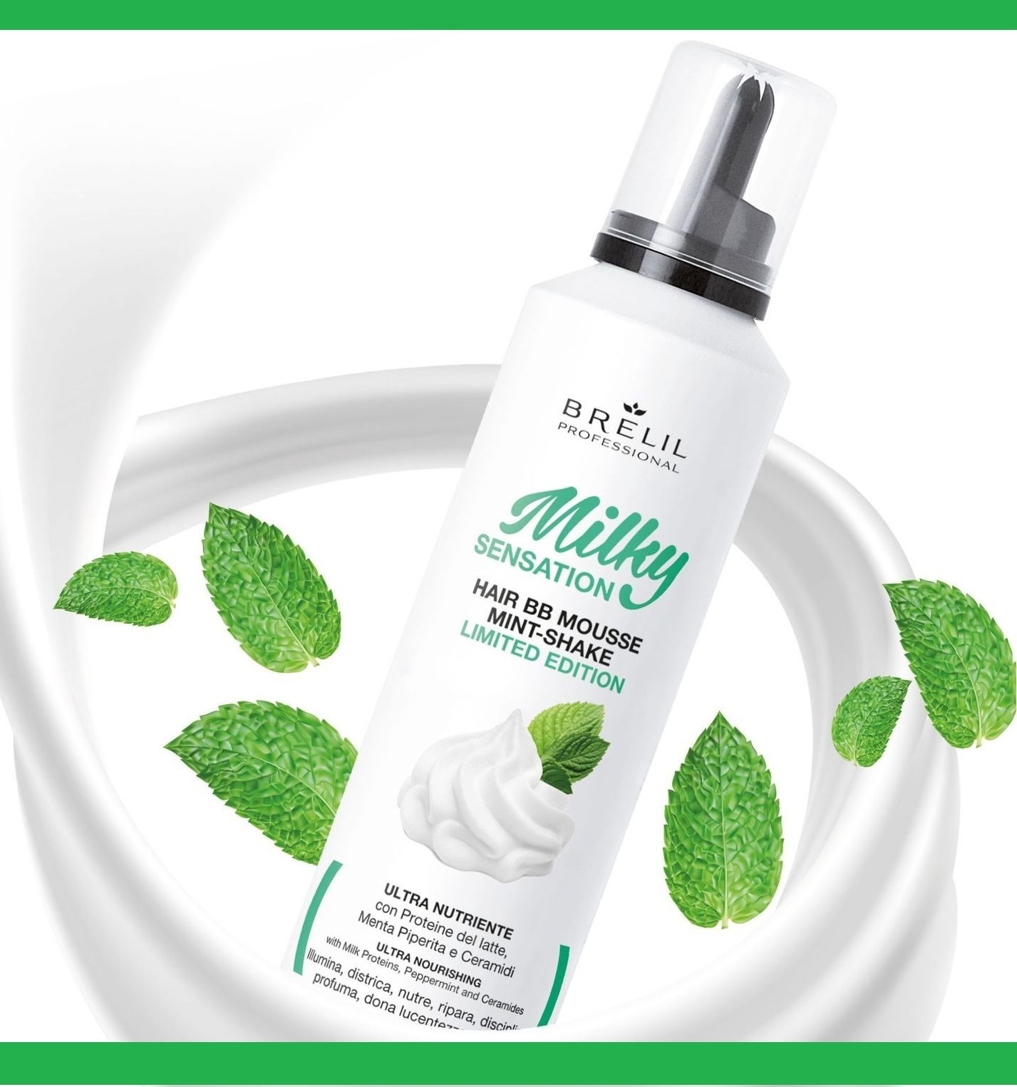 ВЪЗСТАНОВЯВАЩА СМЕТАНА ЗА КОСА BRELIL HAIR BB MOUSSE Mint- Shake 250ML