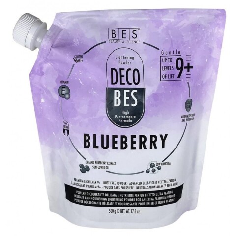ОБЕЗЦВЕТЯВАЩА ПУДРА С АНТИ-ЖЪЛТ ЕФЕКТ BES Deco Bes Blueberry Dust Free 500g